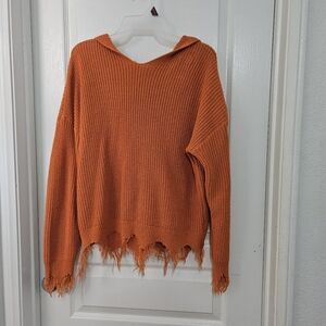 DISTRESSED Waffle Knitted Sweater Size XL